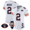 Women’s Bears Throwback Illinois Patch Vapor Jersey – All Stitched – White – D.J. Moore