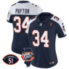 Women’s Bears Throwback Illinois Patch Vapor Jersey – All Stitched – Navy Alternate – Walter Payton