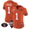 Women’s Bears Throwback Illinois Patch Vapor Jersey – All Stitched – Orange – Justin Fields