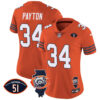 Women’s Bears Throwback Illinois Patch Vapor Jersey – All Stitched – Orange – Walter Payton