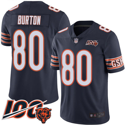 Bears #80 Trey Burton Navy Blue Team Color Men’s Stitched Football 100th Season Vapor Limited Jersey