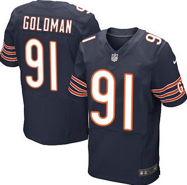 Men’s Chicago Bears #91 Eddie Goldman Navy Blue Team Color NFL Nike Elite Jersey
