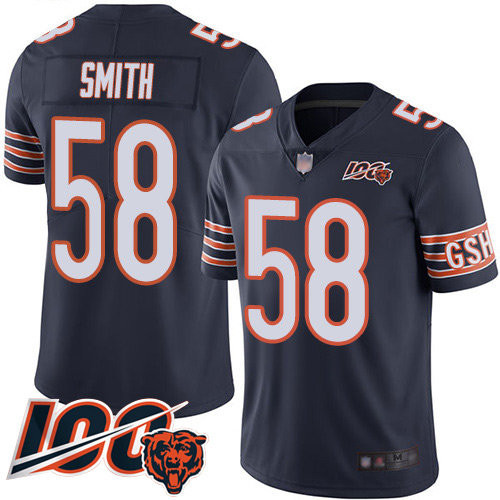 Bears #58 Roquan Smith Navy Blue Team Color Men’s Stitched Football 100th Season Vapor Limited Jersey