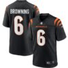 Cincinnati Bengals #6 Jake Browning Black Stitched Game Jersey