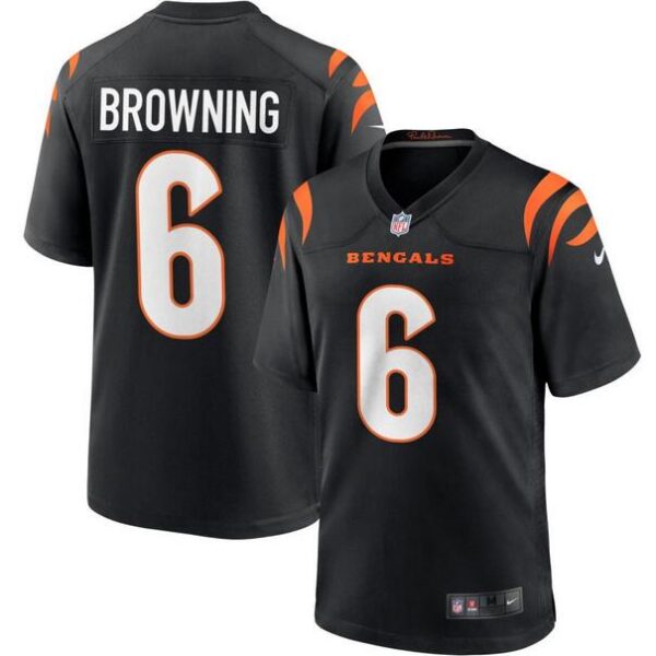 Cincinnati Bengals #6 Jake Browning Black Stitched Game Jersey