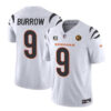 Cincinnati Bengals #9 Joe Burrow White 2023 FUSE With 4-Star C Ptach And John Madden Jersey