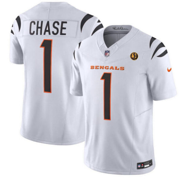 Cincinnati Bengals #1 Ja’marr Chase White 2023 FUSE With John Madden Jersey