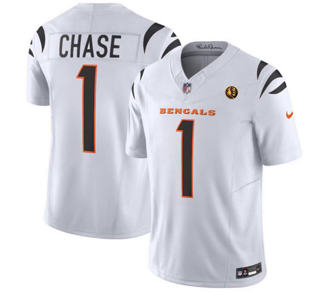 Cincinnati Bengals #1 Ja’marr Chase White 2023 FUSE With John Madden Jersey