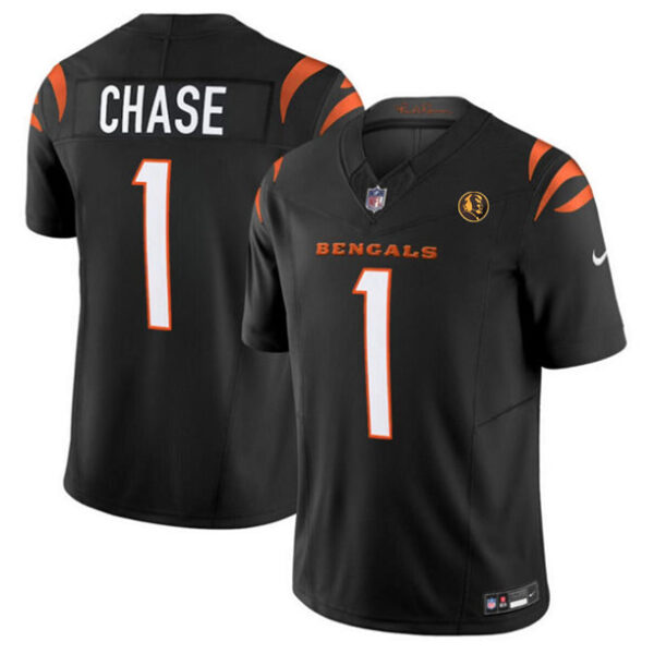 Cincinnati Bengals #1 Ja’marr Chase Black 2023 FUSE With John Madden Jersey