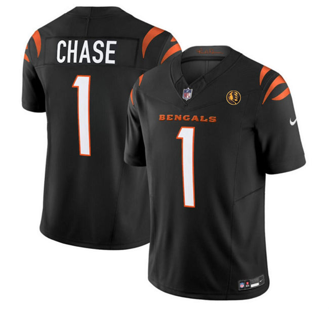 Cincinnati Bengals #1 Ja’marr Chase Black 2023 FUSE With John Madden Jersey