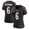 Women Cincinnati Bengals #6 Jake Browning Black Stitched Football Jersey