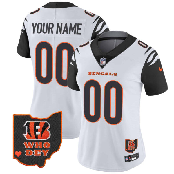 Bengals Ohio Patch Vapor Limited Custom Jersey V2 – All Stitched – Women – Color Rush