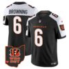 Men’s Bengals Ohio Patch Vapor Limited Jersey V2 – All Stitched – Alternate – Jake Browning