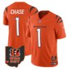 Men’s Bengals Ohio Patch Vapor Limited Jersey V2 – All Stitched – Orange – Ja’Marr Chase