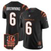 Men’s Bengals Ohio Patch Vapor Limited Jersey V2 – All Stitched – Black – Jake Browning