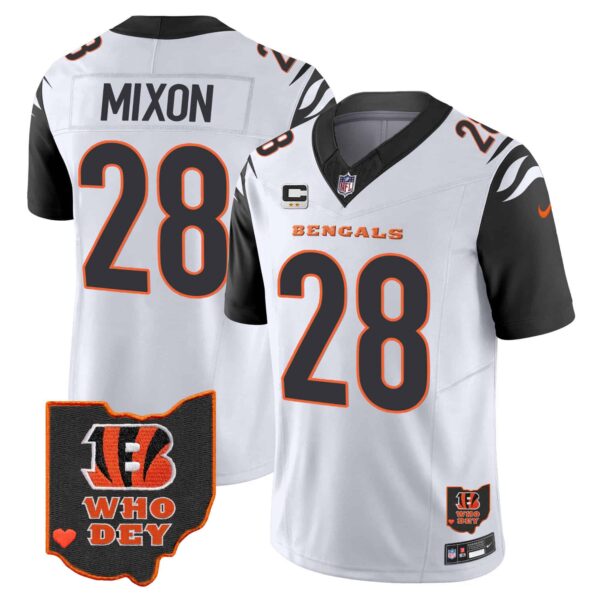 Men’s Bengals Ohio Patch Vapor Limited Jersey V2 – All Stitched – Color Rush – Joe Mixon