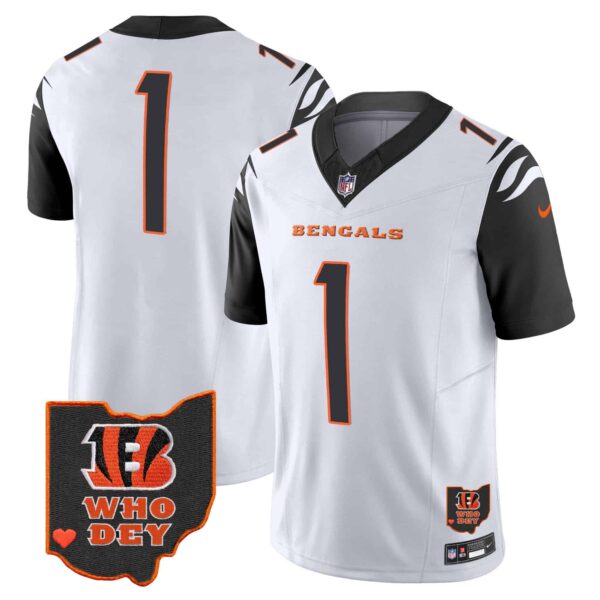 Men’s Bengals Ohio Patch Vapor Limited Jersey V2 – All Stitched – Color Rush – #1 Team