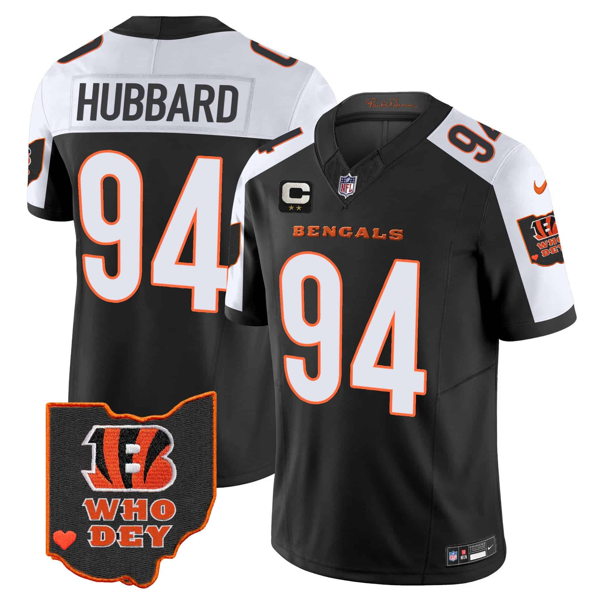 Men’s Bengals Ohio Patch Vapor Limited Jersey V2 – All Stitched – Alternate – Sam Hubbard