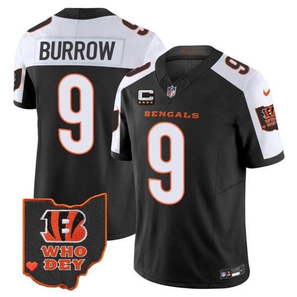 Men’s Bengals Ohio Patch Vapor Limited Jersey V2 – All Stitched – Alternate – Joe Burrow