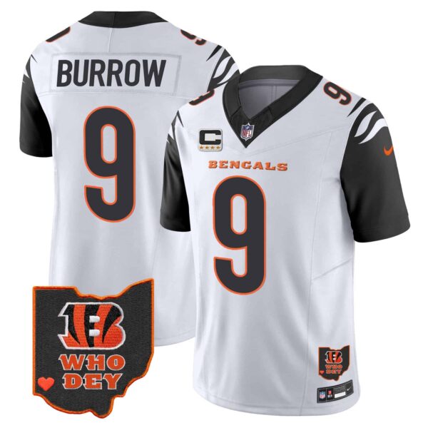 Men’s Bengals Ohio Patch Vapor Limited Jersey V2 – All Stitched – Color Rush – Joe Burrow
