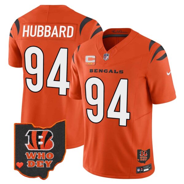 Men’s Bengals Ohio Patch Vapor Limited Jersey V2 – All Stitched – Orange – Sam Hubbard