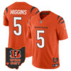 Men’s Bengals Ohio Patch Vapor Limited Jersey V2 – All Stitched – Orange – Tee Higgins