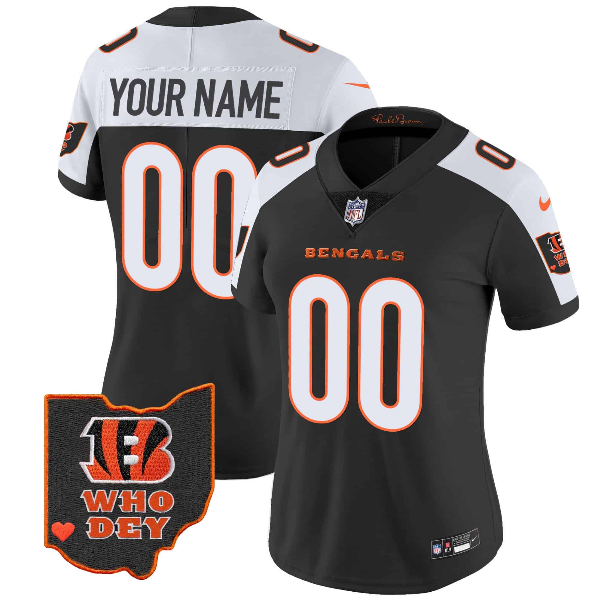 Bengals Ohio Patch Vapor Limited Custom Jersey V2 – All Stitched – Women – Alternate