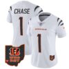 Women’s Bengals Ohio Patch Vapor Limited Jersey V2 – All Stitched – White – Ja’Marr Chase