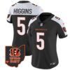 Women’s Bengals Ohio Patch Vapor Limited Jersey V2 – All Stitched – Alternate – Tee Higgins