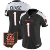 Women’s Bengals Ohio Patch Vapor Limited Jersey V2 – All Stitched – Alternate – Ja’Marr Chase