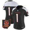 Women’s Bengals Ohio Patch Vapor Limited Jersey V2 – All Stitched – Alternate – #1 Team