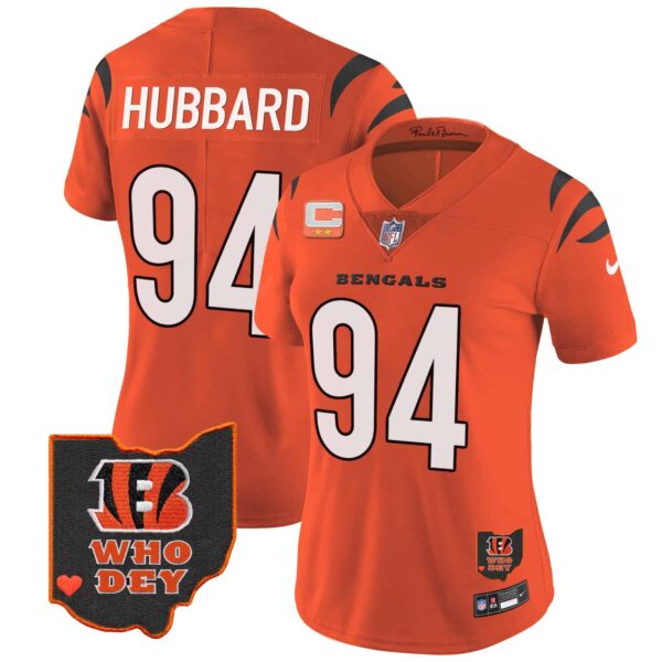 Women’s Bengals Ohio Patch Vapor Limited Jersey V2 – All Stitched – Orange – Sam Hubbard