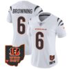 Women’s Bengals Ohio Patch Vapor Limited Jersey V2 – All Stitched – White – Jake Browning