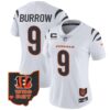 Women’s Bengals Ohio Patch Vapor Limited Jersey V2 – All Stitched – White – Joe Burrow
