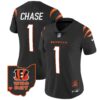 Women’s Bengals Ohio Patch Vapor Limited Jersey V2 – All Stitched – Black – Ja’Marr Chase