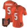 Women’s Bengals Ohio Patch Vapor Limited Jersey V2 – All Stitched – Orange – Tee Higgins