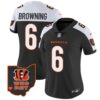 Women’s Bengals Ohio Patch Vapor Limited Jersey V2 – All Stitched – Alternate – Jake Browning