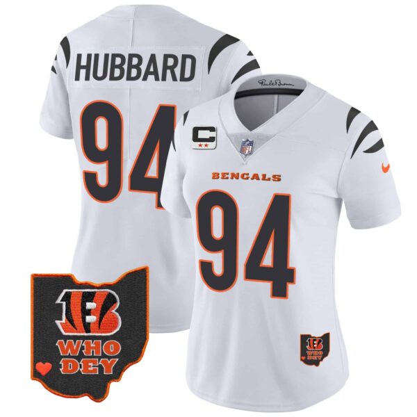 Women’s Bengals Ohio Patch Vapor Limited Jersey V2 – All Stitched – White – Sam Hubbard