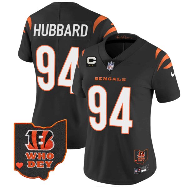 Women’s Bengals Ohio Patch Vapor Limited Jersey V2 – All Stitched – Black – Sam Hubbard