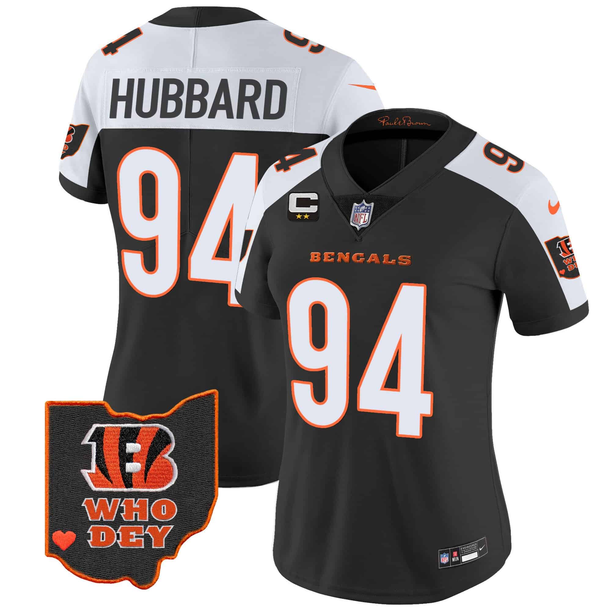 Women’s Bengals Ohio Patch Vapor Limited Jersey V2 – All Stitched – Alternate – Sam Hubbard