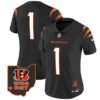 Women’s Bengals Ohio Patch Vapor Limited Jersey V2 – All Stitched – Black – #1 Team