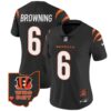 Women’s Bengals Ohio Patch Vapor Limited Jersey V2 – All Stitched – Black – Jake Browning