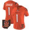 Women’s Bengals Ohio Patch Vapor Limited Jersey V2 – All Stitched – Orange – Ja’Marr Chase