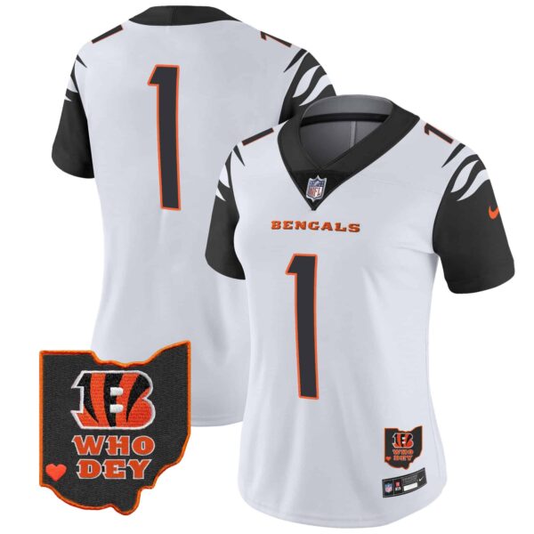 Women’s Bengals Ohio Patch Vapor Limited Jersey V2 – All Stitched – Color Rush – #1 Team