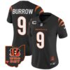 Women’s Bengals Ohio Patch Vapor Limited Jersey V2 – All Stitched – Black – Joe Burrow