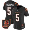 Women’s Bengals Ohio Patch Vapor Limited Jersey V2 – All Stitched – Black – Tee Higgins