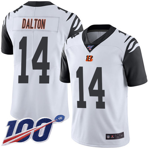 Nike Bengals #14 Andy Dalton White Men’s Stitched NFL Limited Rush 100th Season Jersey