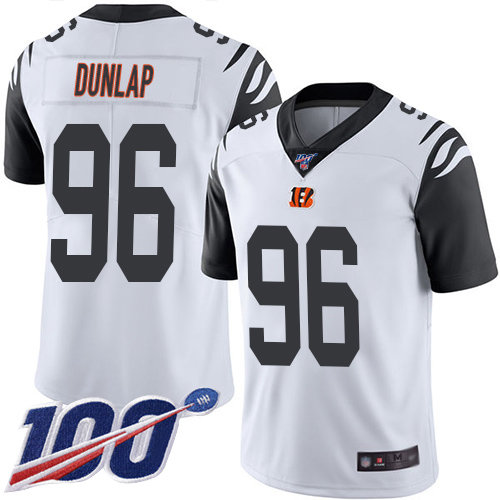 Nike Bengals #96 Carlos Dunlap White Men’s Stitched NFL Limited Rush 100th Season Jersey