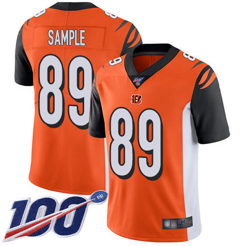 Nike Bengals #89 Drew Sample Orange Alternate Men’s Stitched NFL 100th Season Vapor Limited Jersey