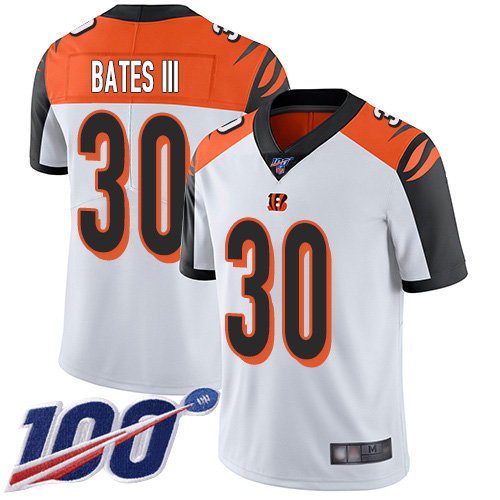 Nike Bengals #30 Jessie Bates III White Men’s Stitched NFL 100th Season Vapor Limited Jersey